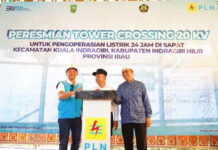 Gubri Resmikan Tower Crossing 20 KV, Warga Sapat Kini Nikmati Listrik 24 Jam